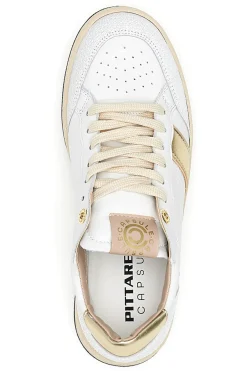 Sneaker bianca in vera pelle con dettagli oro Pittarello Capsule Kelly