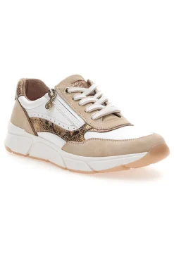 Sneaker da donna beige con inserti animalier Relife 67172370320
