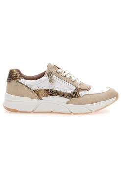 Sneaker da donna beige con inserti animalier Relife 67172370320