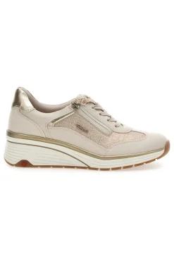 Sneaker da donna beige con zeppa e inserti metallizzati Relife 67172670501