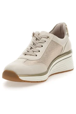 Sneaker da donna beige con zeppa e inserti metallizzati Relife 67172670501