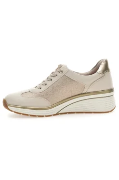 Sneaker da donna beige con zeppa e inserti metallizzati Relife 67172670501