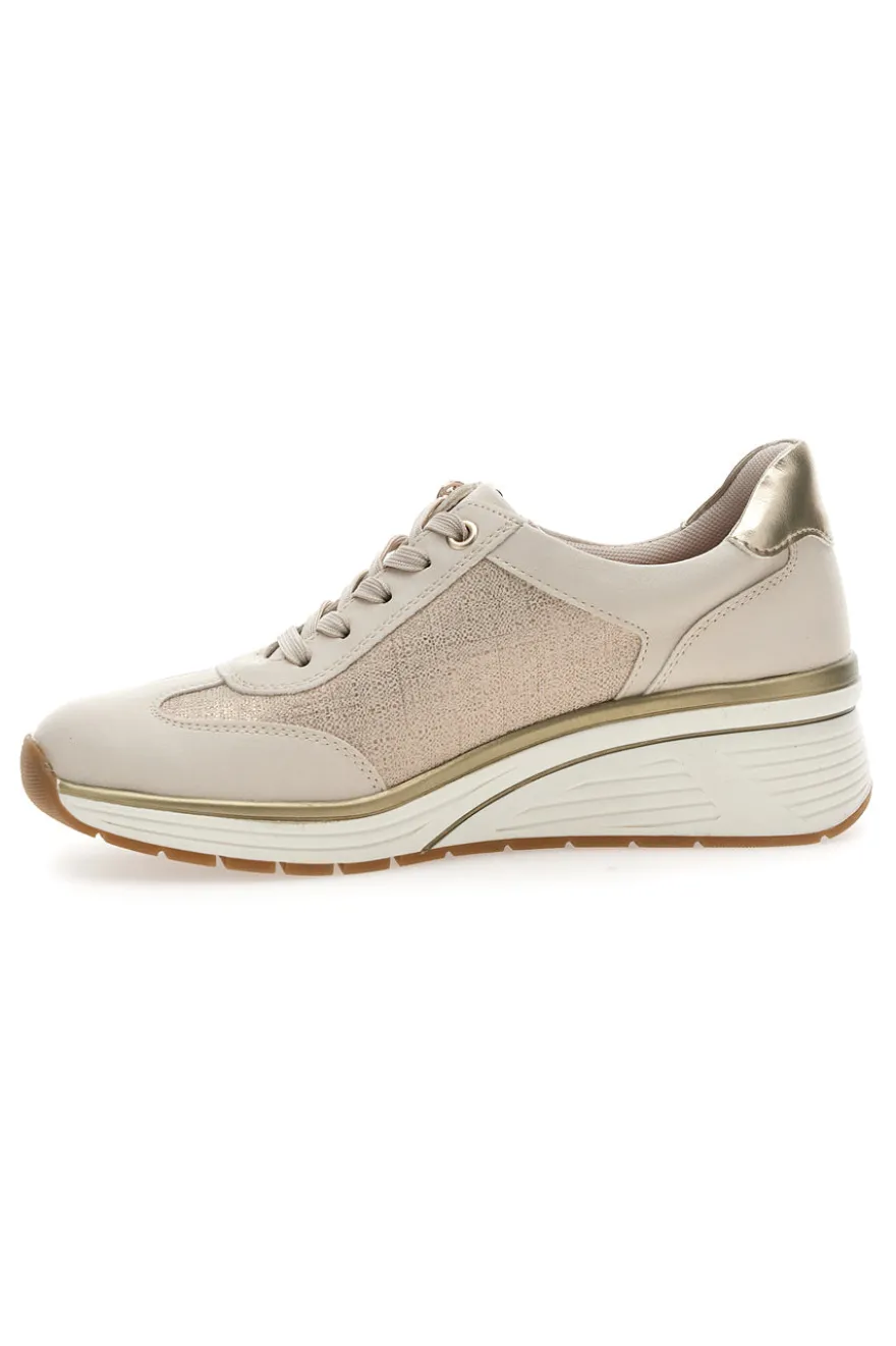 Sneaker da donna beige con zeppa e inserti metallizzati Relife 67172670501