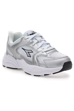 Sneaker da ragazza bianche e argento con inserti metallizzati Diadora Alley Metal GS