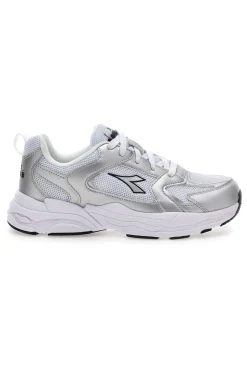 Sneaker da ragazza bianche e argento con inserti metallizzati Diadora Alley Metal GS