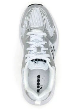 Sneaker da ragazza bianche e argento con inserti metallizzati Diadora Alley Metal GS
