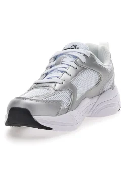 Sneaker da ragazza bianche e argento con inserti metallizzati Diadora Alley Metal GS