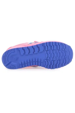 Sneaker rosa con doppio strappo e logo blu New Balance 500