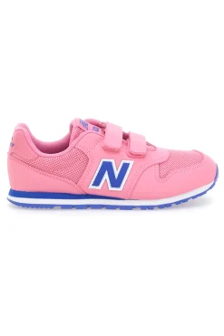 Sneaker rosa con doppio strappo e logo blu New Balance 500