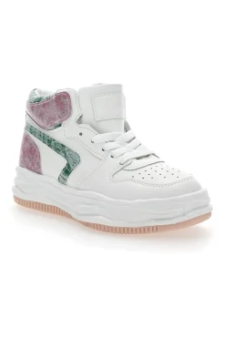 Sneakers alta Grazie 3150 Bianca Verde Rosa