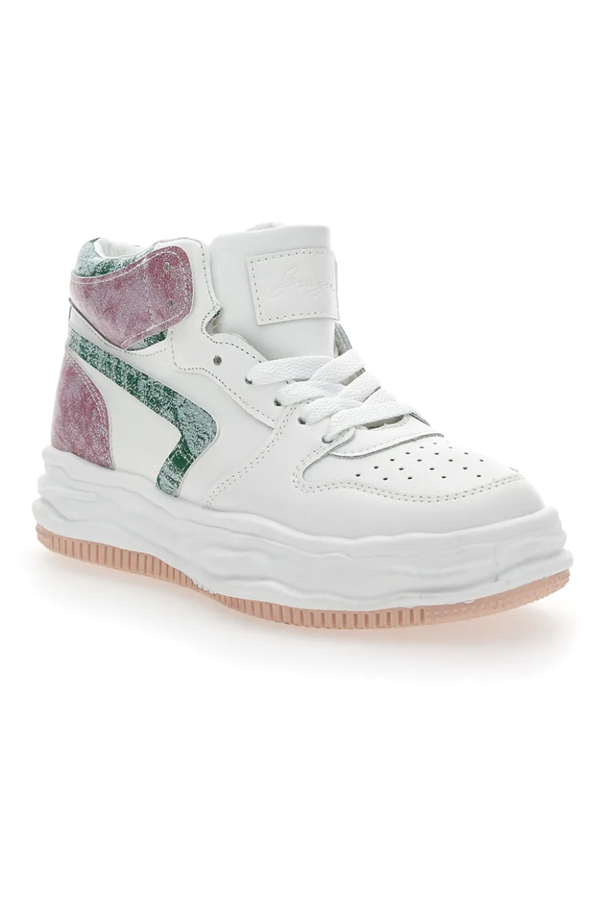 Sneakers alta Grazie 3150 Bianca Verde Rosa