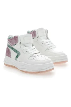 Sneakers alta Grazie 3150 Bianca Verde Rosa