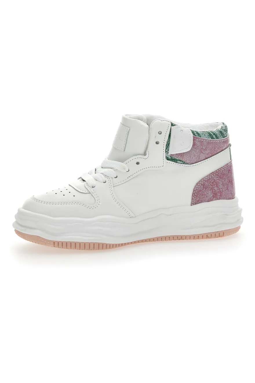 Sneakers alta Grazie 3150 Bianca Verde Rosa
