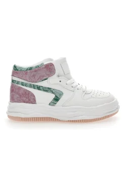 Sneakers alta Grazie 3150 Bianca Verde Rosa