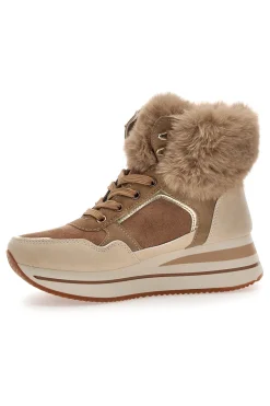 Sneakers alte beige con inserti in eco pelliccia Laura biagiotti 9257