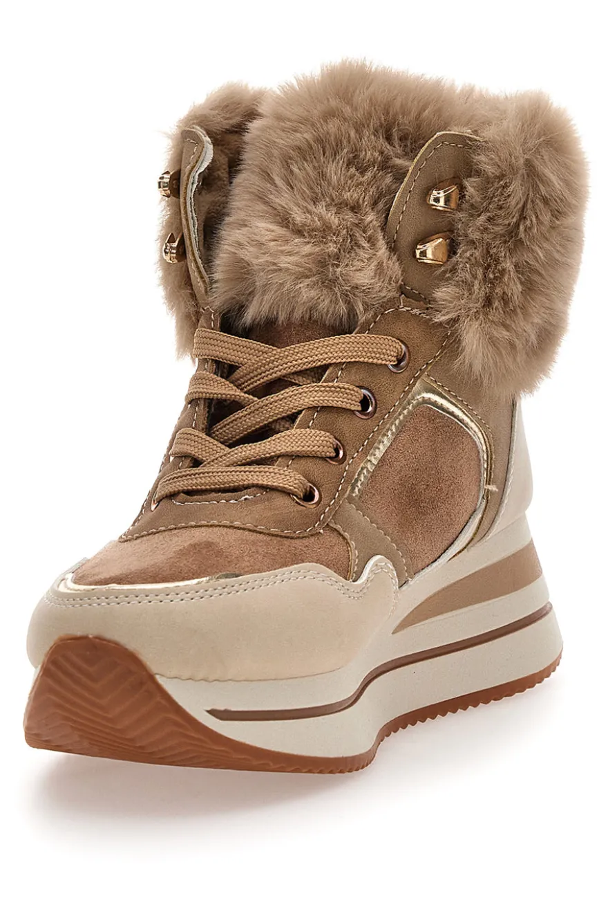 Sneakers alte beige con inserti in eco pelliccia Laura biagiotti 9257