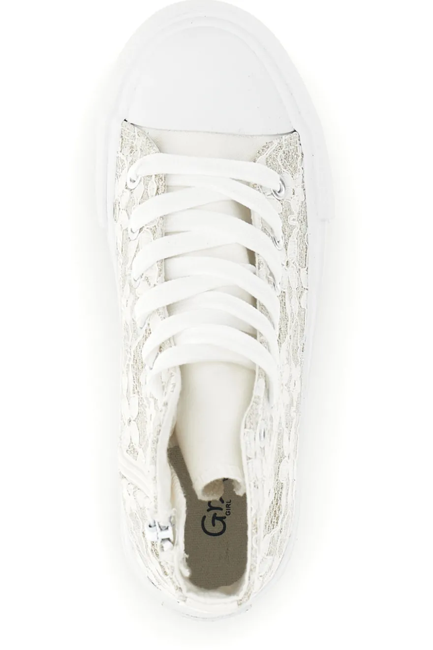 Sneakers Alte Beige con Pizzo Floreale Grazie girl 155727