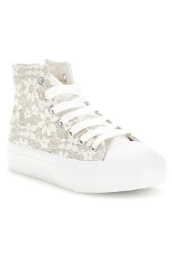 Sneakers Alte Beige con Pizzo Floreale Grazie girl 155727