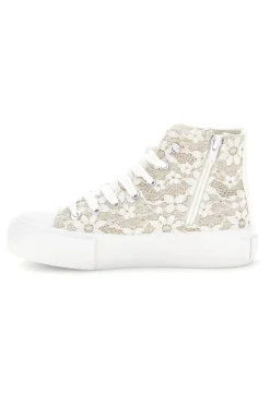 Sneakers Alte Beige con Pizzo Floreale Grazie girl 155727
