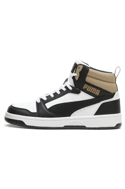 Sneakers Alte Bianche con dettagli neri e biege Puma Rebound V6 Mid 39232622