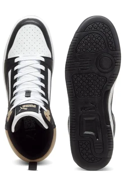 Sneakers Alte Bianche con dettagli neri e biege Puma Rebound V6 Mid 39232622