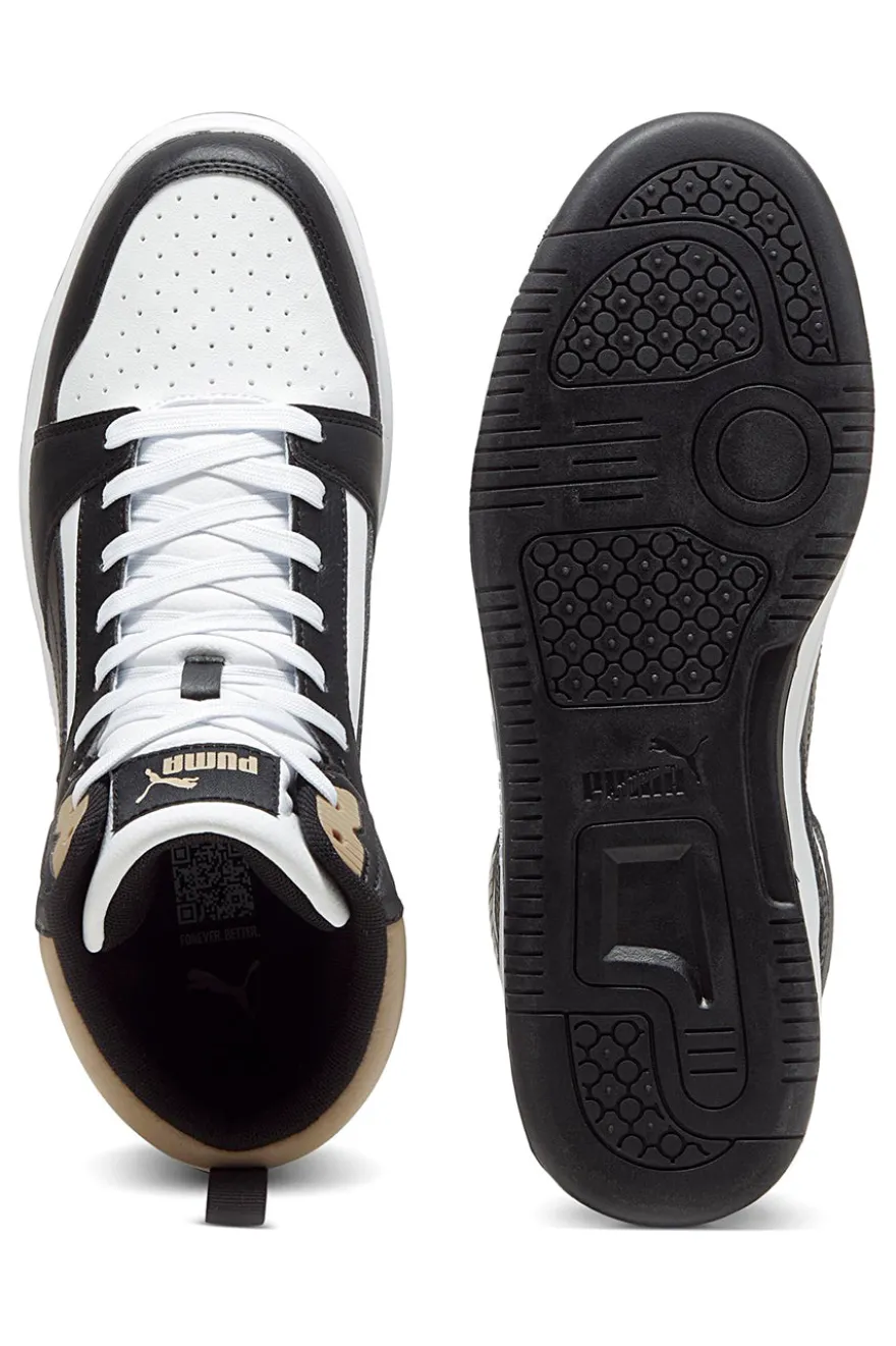 Sneakers Alte Bianche con dettagli neri e biege Puma Rebound V6 Mid 39232622