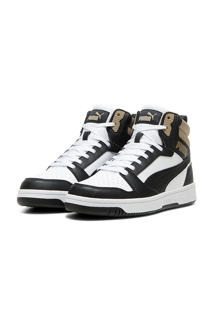 Sneakers Alte Bianche con dettagli neri e biege Puma Rebound V6 Mid 39232622
