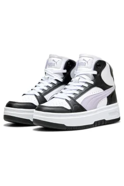 Sneakers alte bianche e nere suola flatform Rebound Femme Mid Puma