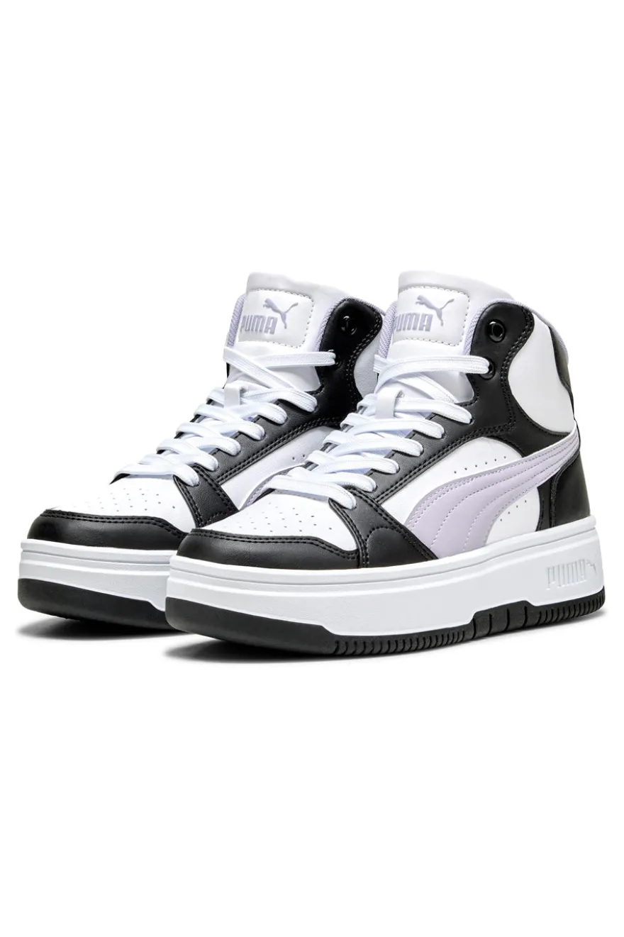 Sneakers alte bianche e nere suola flatform Rebound Femme Mid Puma