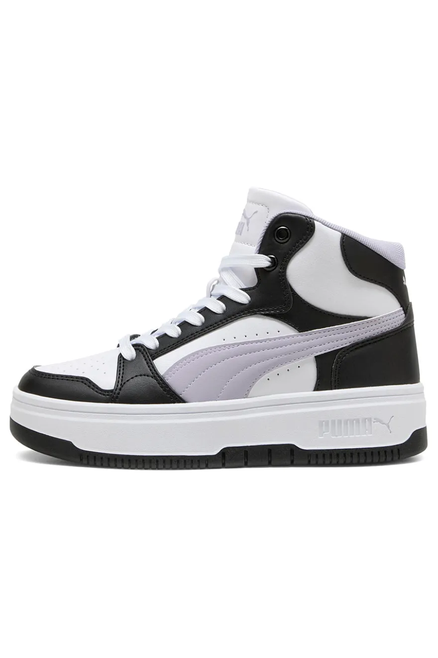 Sneakers alte bianche e nere suola flatform Rebound Femme Mid Puma