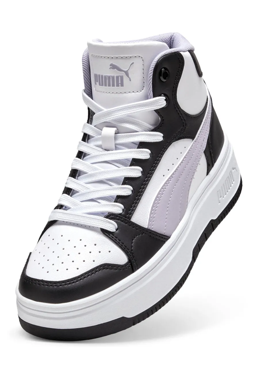 Sneakers alte bianche e nere suola flatform Rebound Femme Mid Puma