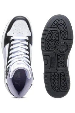 Sneakers alte bianche e nere suola flatform Rebound Femme Mid Puma