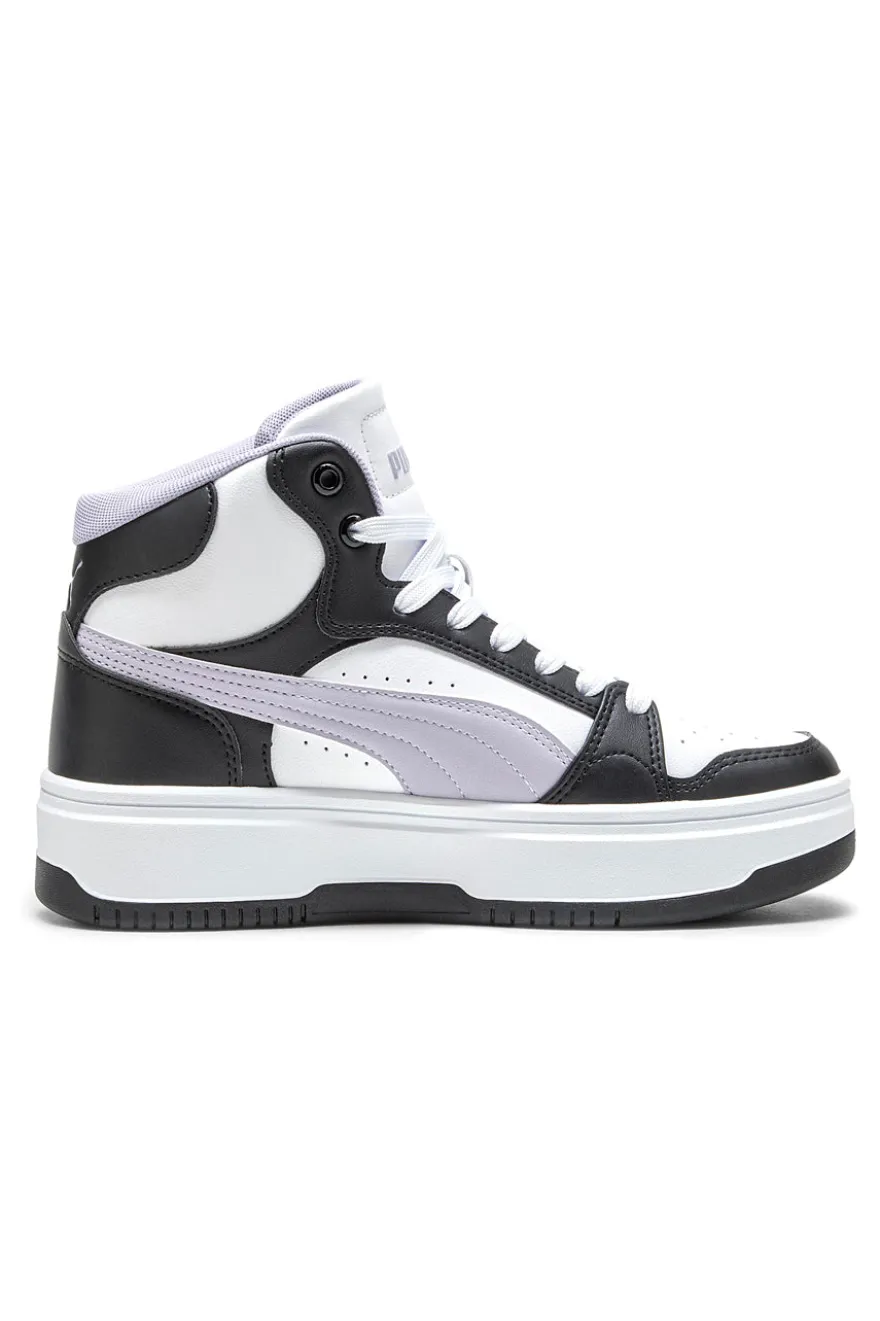 Sneakers alte bianche e nere suola flatform Rebound Femme Mid Puma