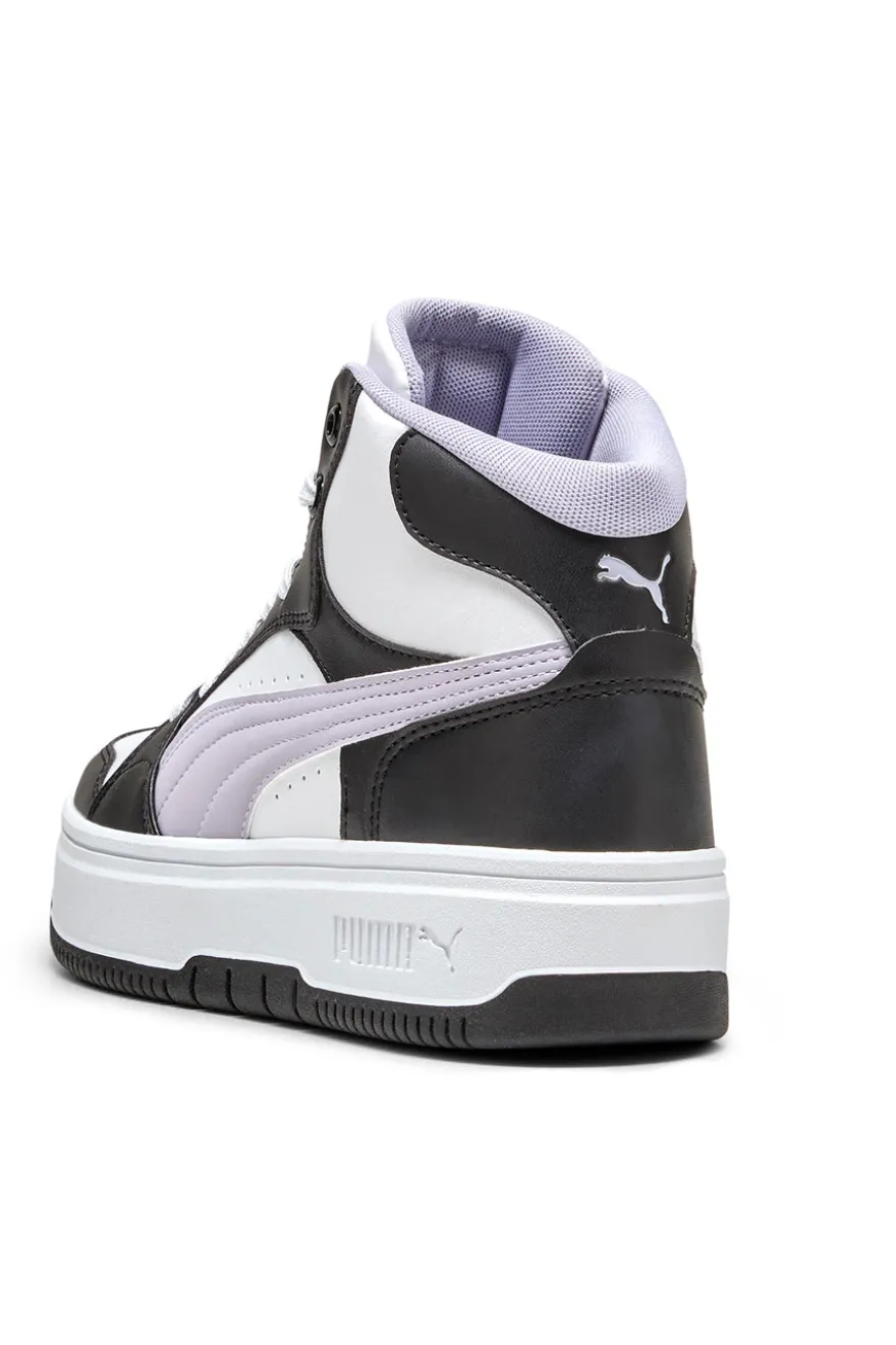 Sneakers alte bianche e nere suola flatform Rebound Femme Mid Puma