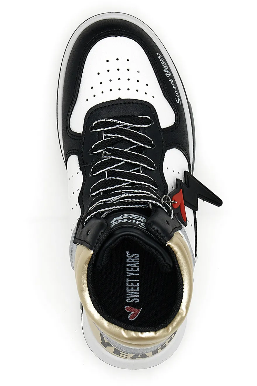 Sneakers Alte Bianche e Nere Sweet Years 8580