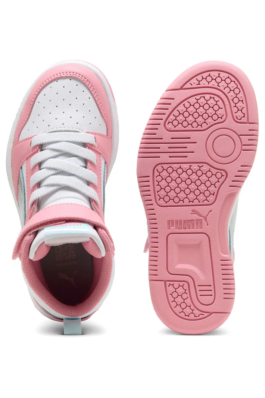 Sneakers alte bianche e rosa Puma Rebound V6 Mid Space Belle AC+PS