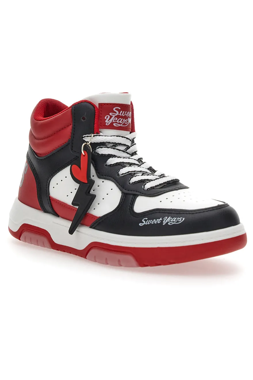 Sneakers Alte Bianche e Rosse Sweet Years 8580