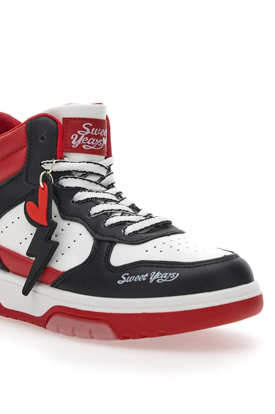 Sneakers Alte Bianche e Rosse Sweet Years 8580