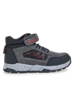 Sneakers alte grigie con dettagli rossi e strappo Pitt Kids 125