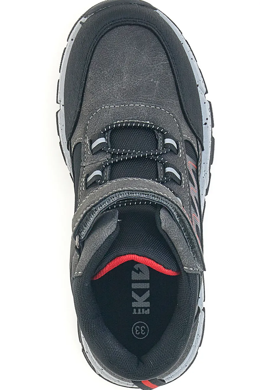 Sneakers alte grigie con dettagli rossi e strappo Pitt Kids 125