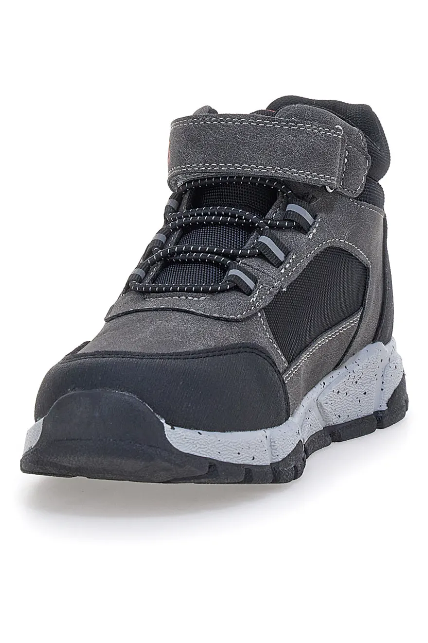 Sneakers alte grigie con dettagli rossi e strappo Pitt Kids 125