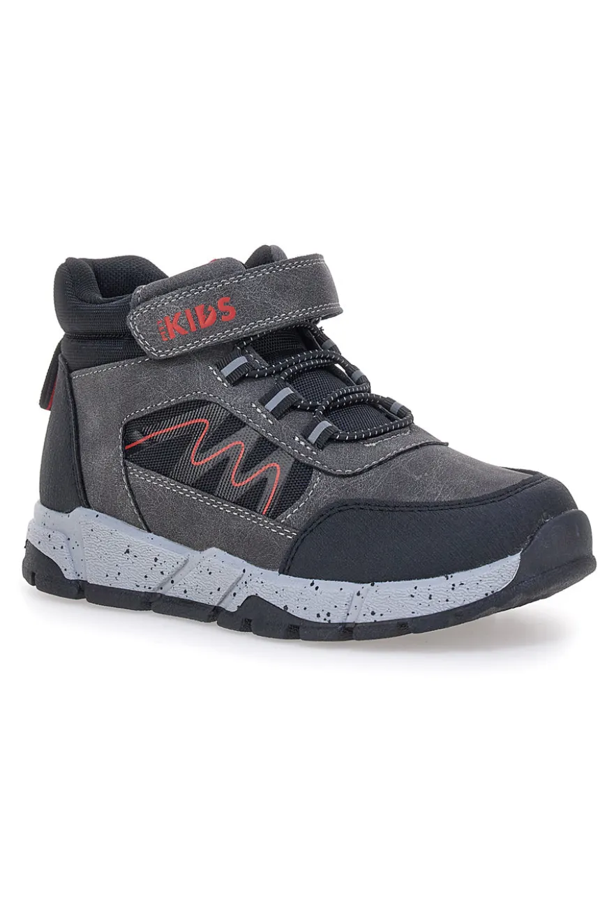 Sneakers alte grigie con dettagli rossi e strappo Pitt Kids 125