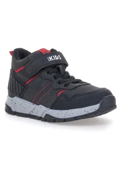 Sneakers alte nere con dettagli rossi e strappo Pitt Kids 129