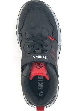 Sneakers alte nere con dettagli rossi e strappo Pitt Kids 129