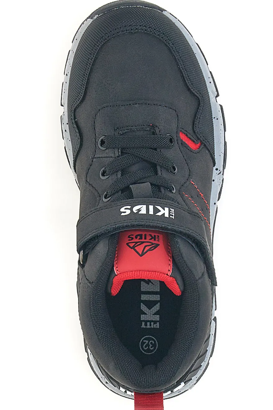Sneakers alte nere con dettagli rossi e strappo Pitt Kids 129