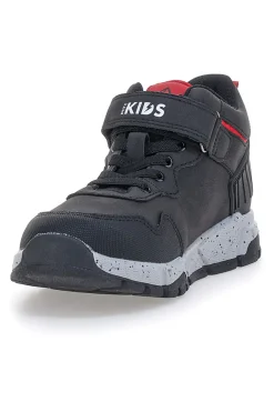 Sneakers alte nere con dettagli rossi e strappo Pitt Kids 129