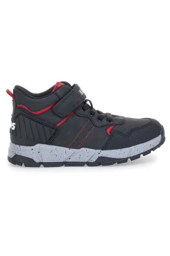 Sneakers alte nere con dettagli rossi e strappo Pitt Kids 129