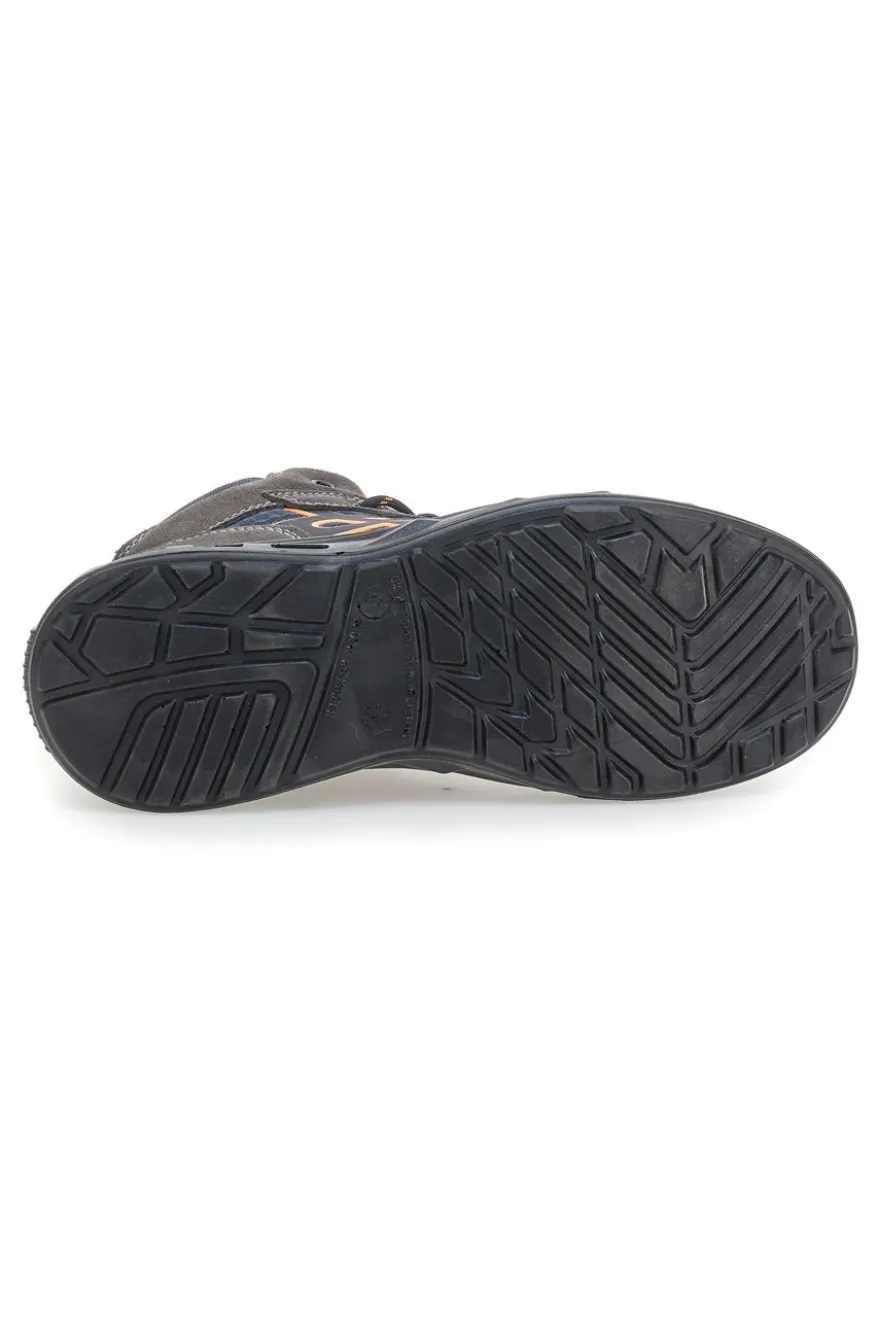 Sneakers antinfortunistiche mid grigie S1P in pelle Black shoot YL-5068H-1