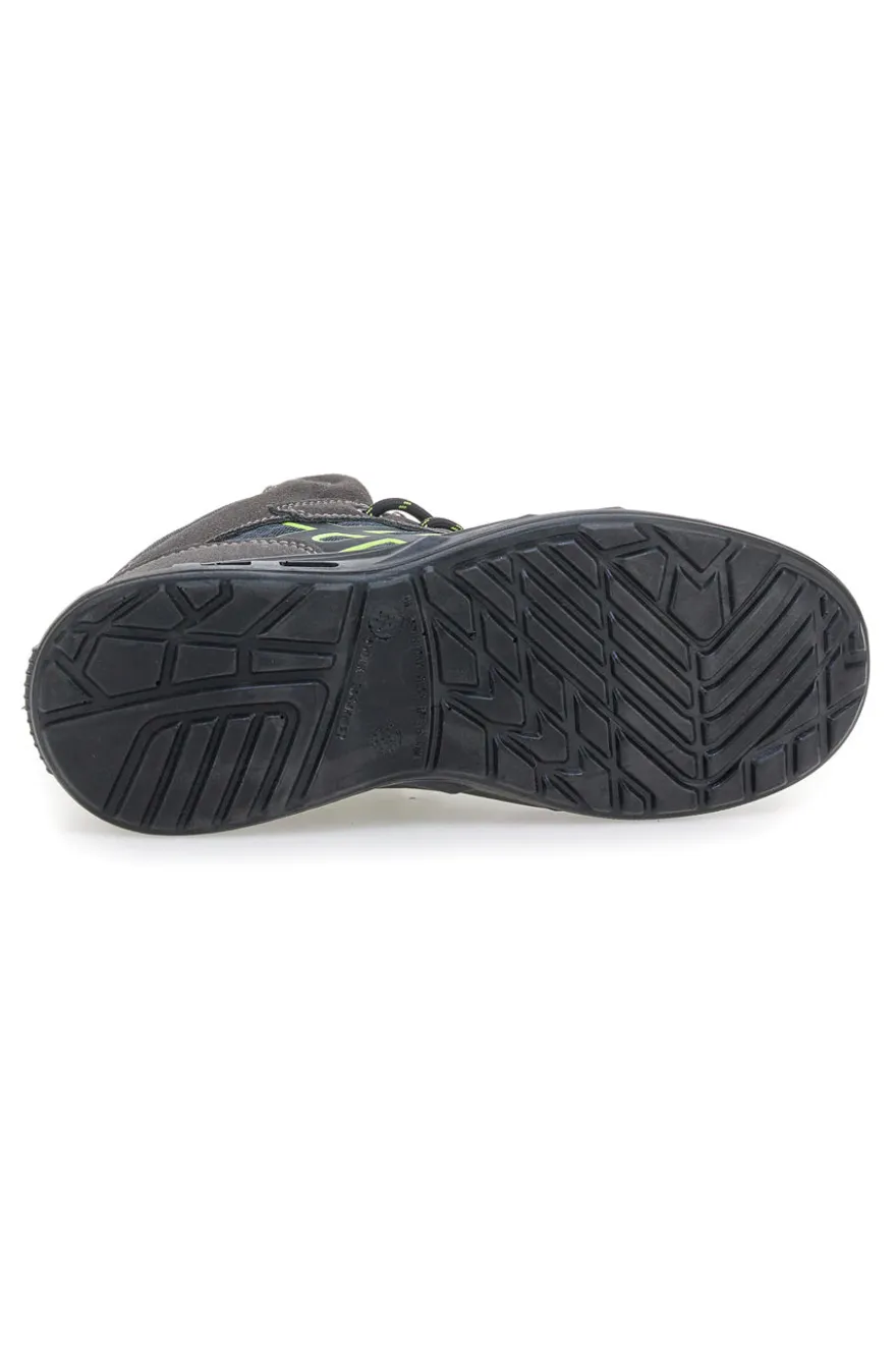 Sneakers antinfortunistiche mid grigie S1P in pelle Black shoot YL-5068H-2