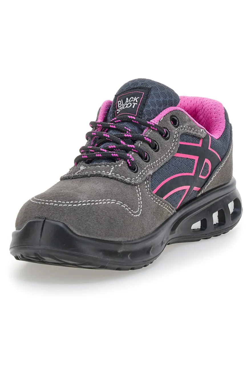 Sneakers antinfortunistiche grigie in pelle Black shoot YL-5068-B S1P